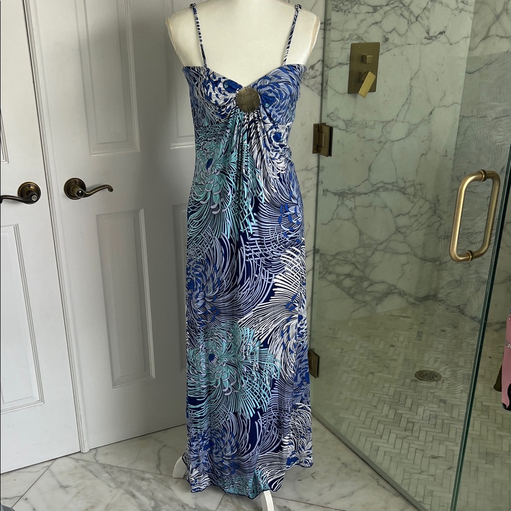 Blue and White Maxi Dress by Zen Knits size small